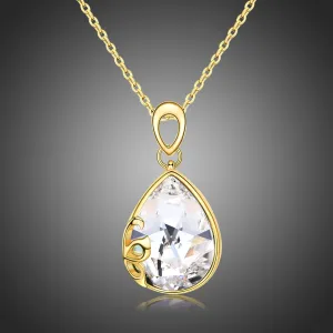Pear Cut Long Chain Pendant Necklace KPN0241
