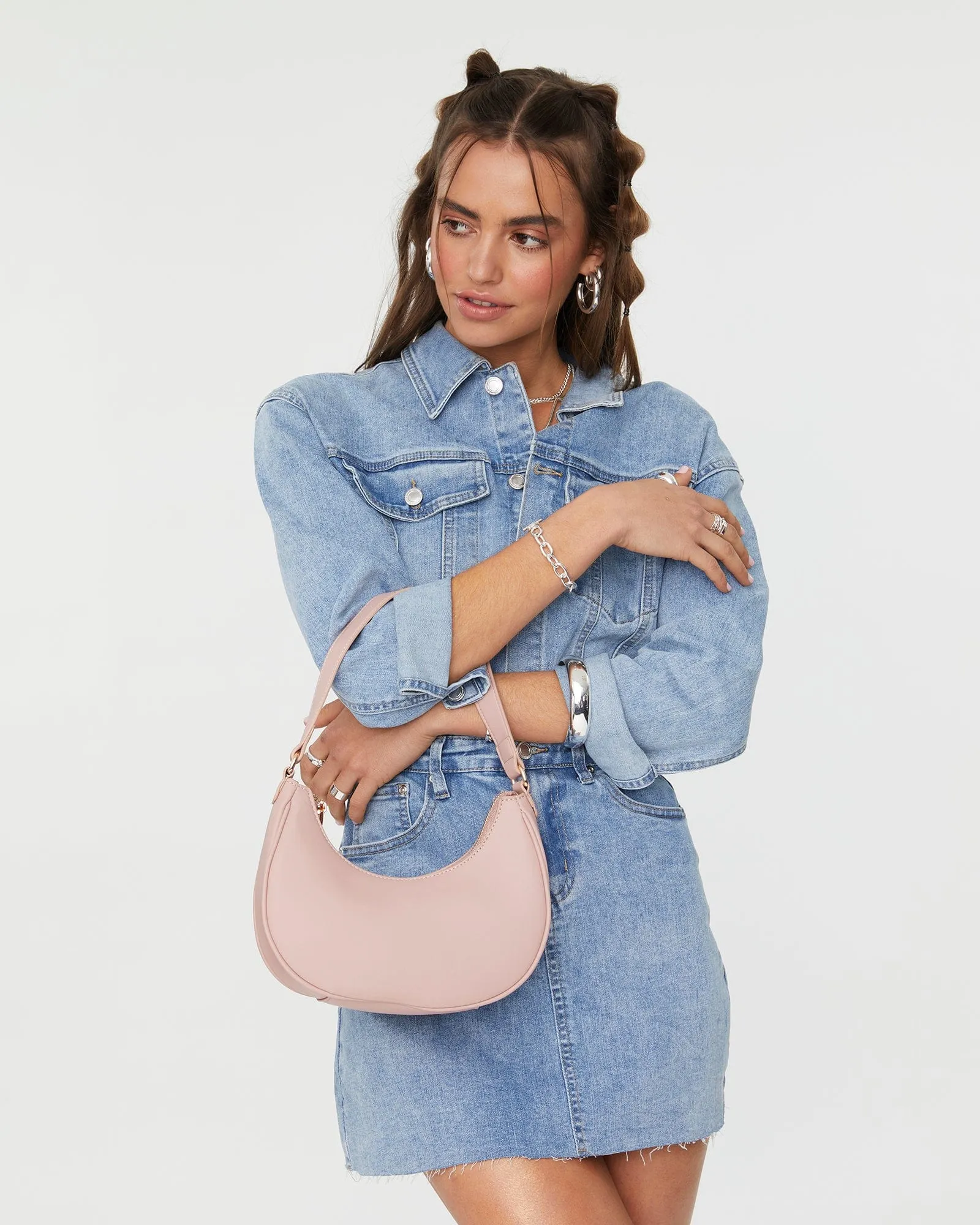 Pink Jasmin Crescent Bag