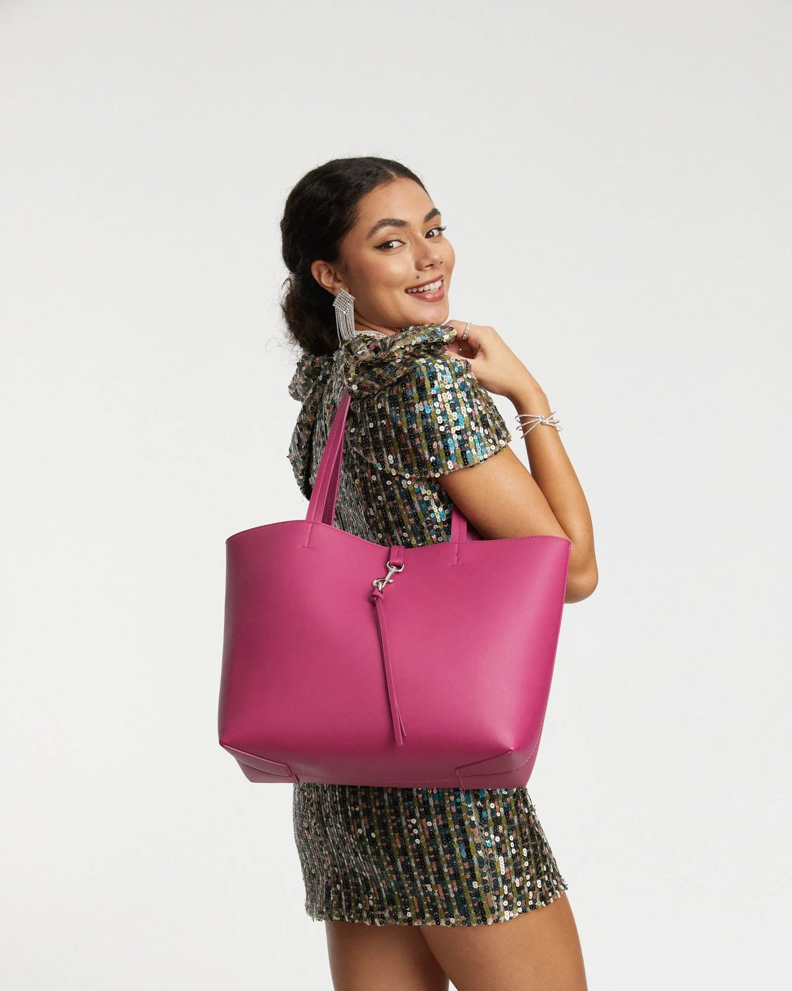Pink Olexa Tassel Tote Bag