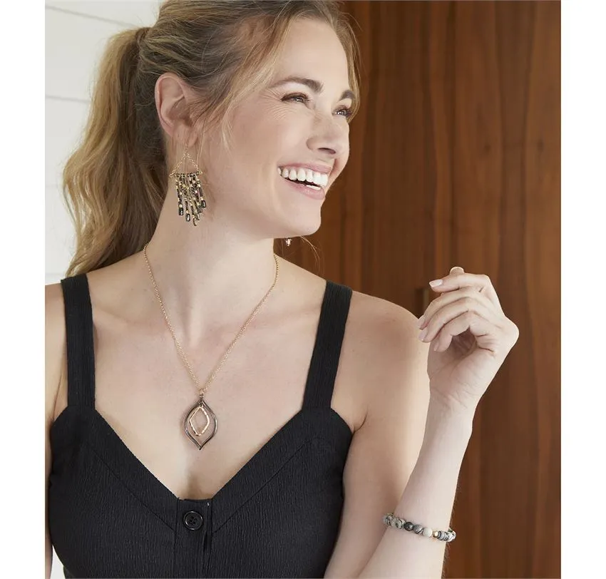 Pointed Teardrop Dangle Necklace