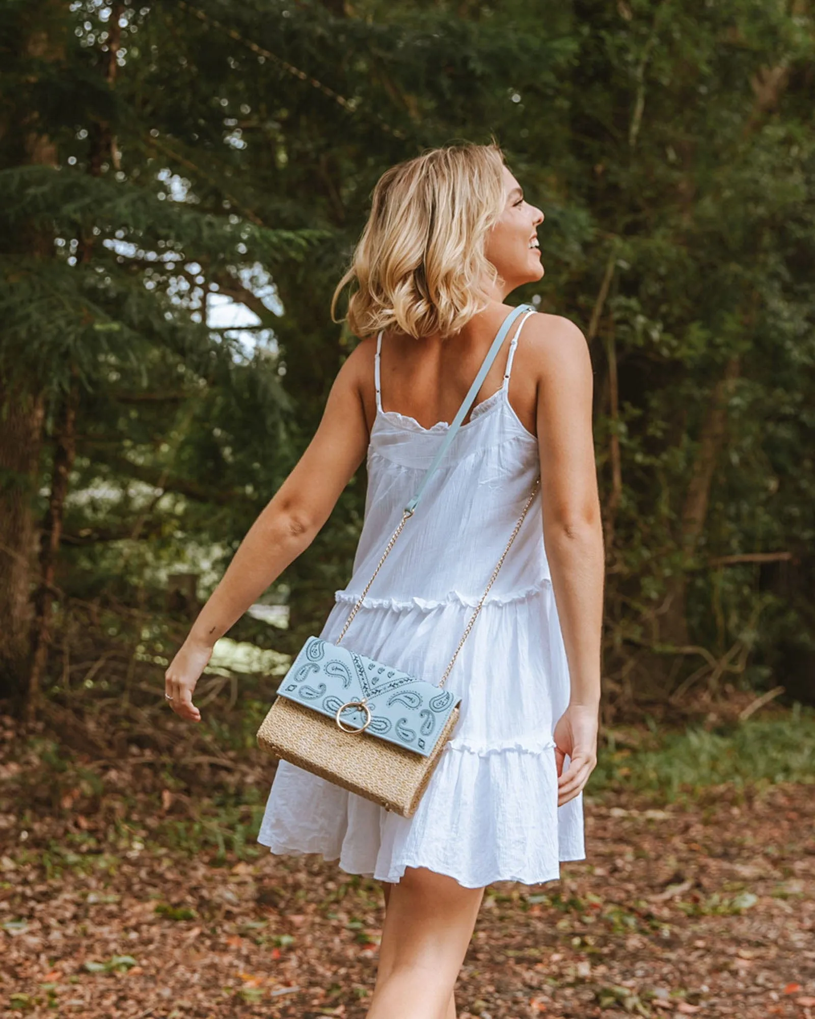 Print Dahlia Embroidered Crossbody Bag