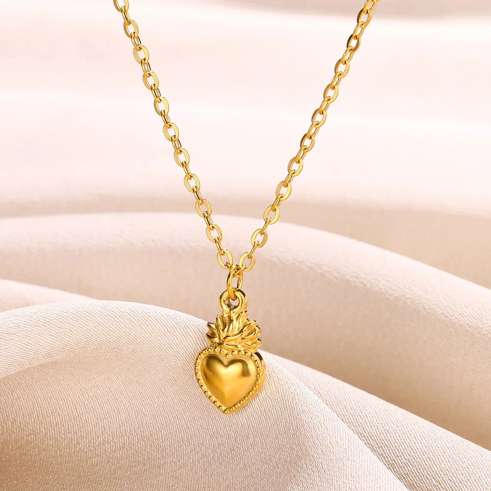 Punk Gold Heart Pendant Necklace for Women Y2K Choker