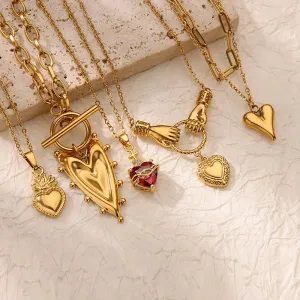 Punk Gold Heart Pendant Necklace for Women Y2K Choker