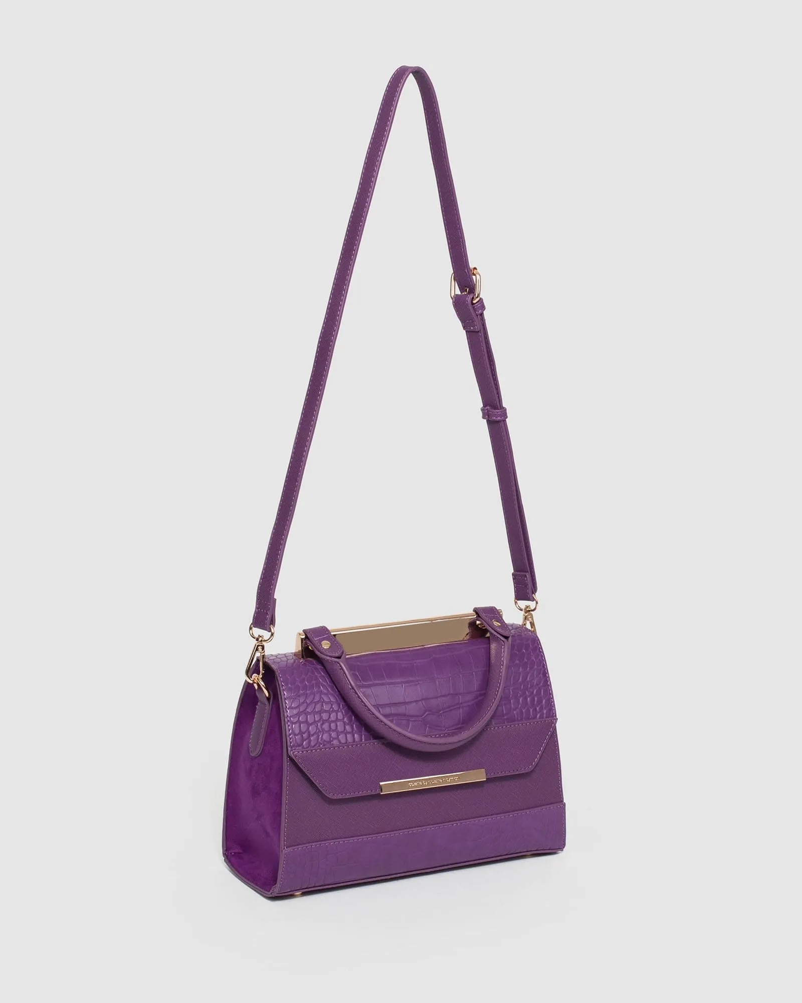 Purple Renee Top Handle Panel Bag