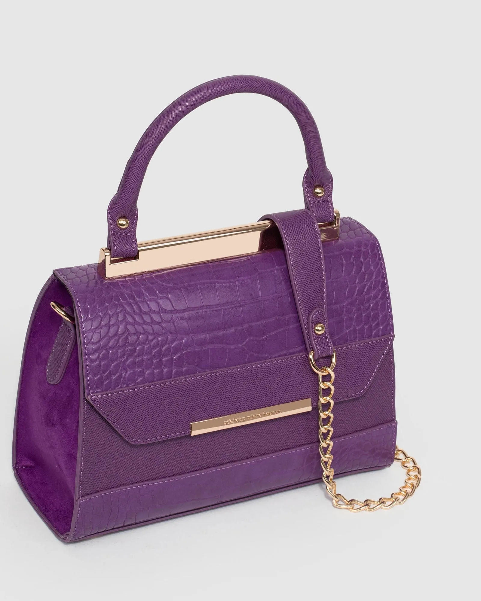Purple Renee Top Handle Panel Bag
