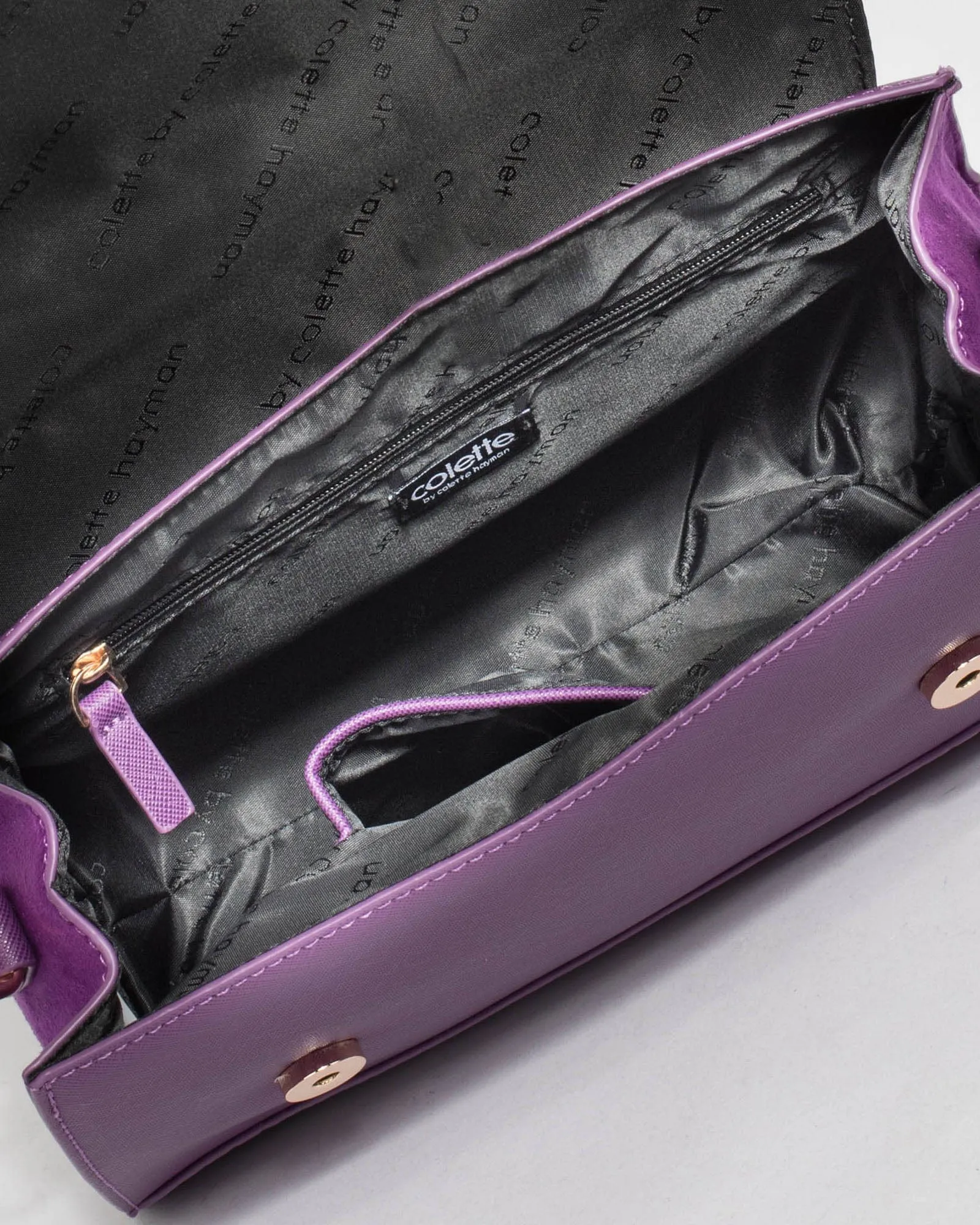 Purple Renee Top Handle Panel Bag