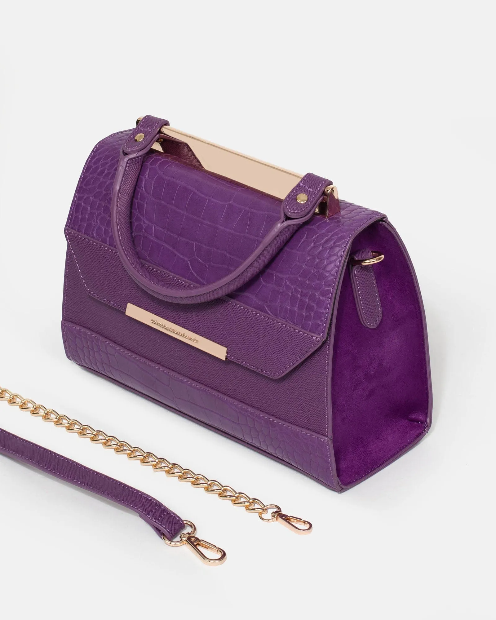 Purple Renee Top Handle Panel Bag