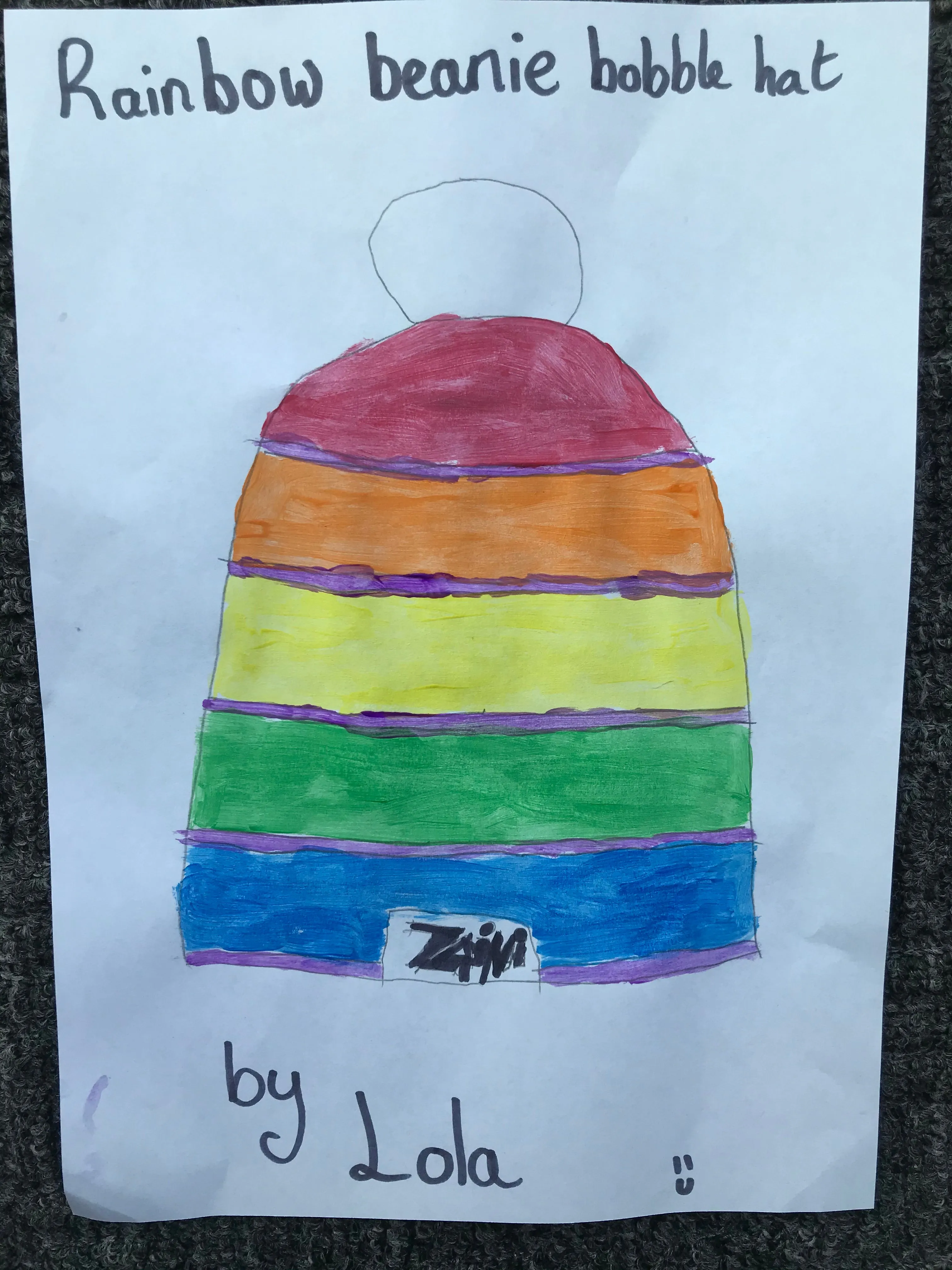 Rainbow Beanie Bobble Hat