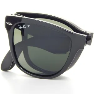Ray-Ban Foldable Wayfarer Black And Green Lens Sunglasses