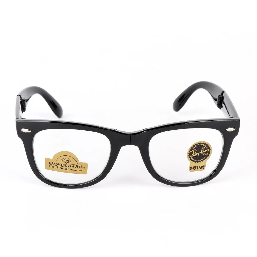 Ray-Ban Foldable Wayfarer Black And Transparent Lens Sunglasses