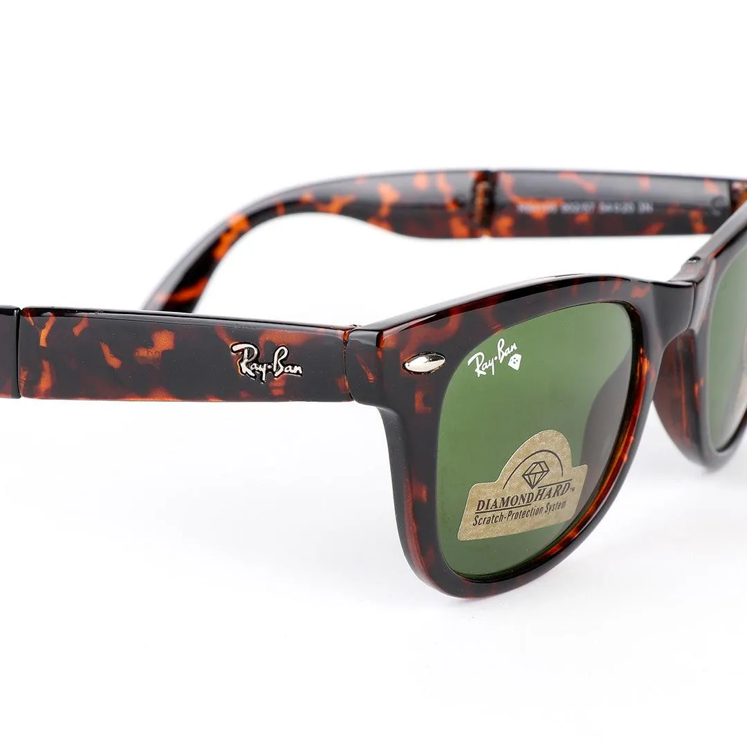 Ray-Ban Foldable Wayfarer Brown And Green Lens Sunglasses