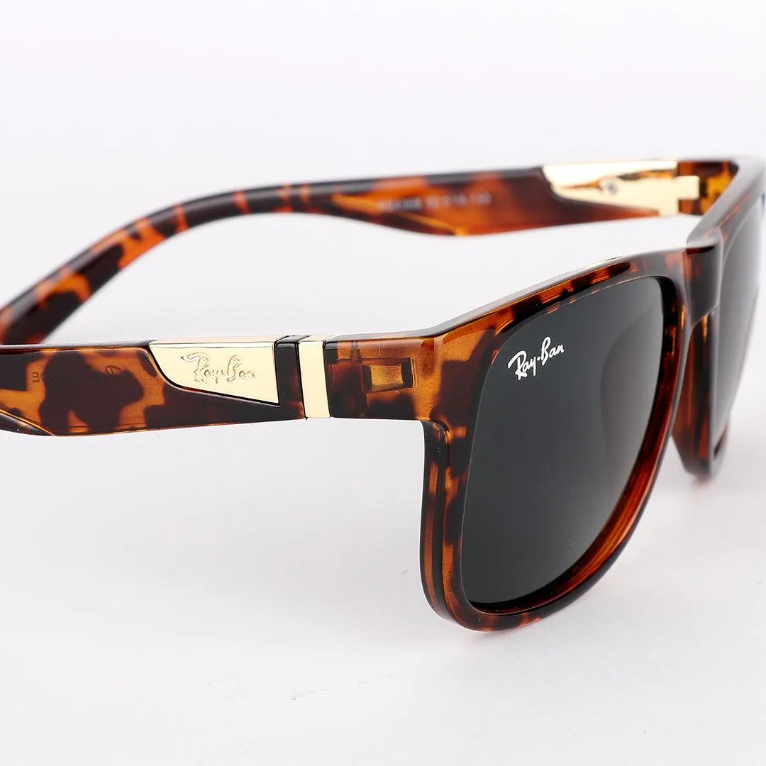 Ray-Ban Wayfarer Side Gold Crested Brown Sunglasses