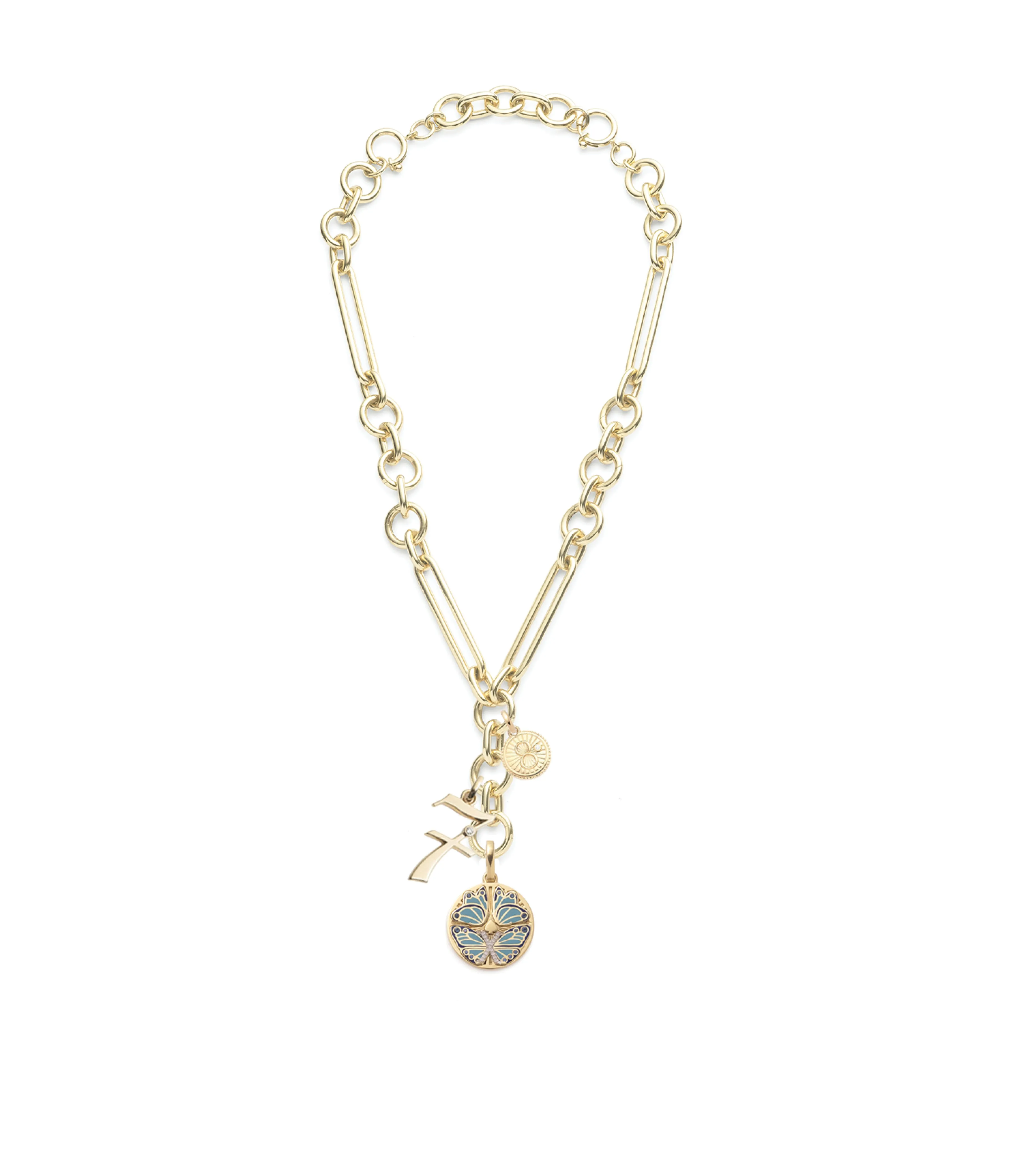 Reverie, Initials & Numbers & Karma : Oversized Mixed Clip Necklace