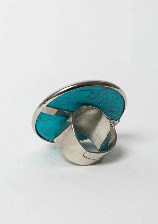 Round Turquoise Adjustable Ring ~ FINAL SALE