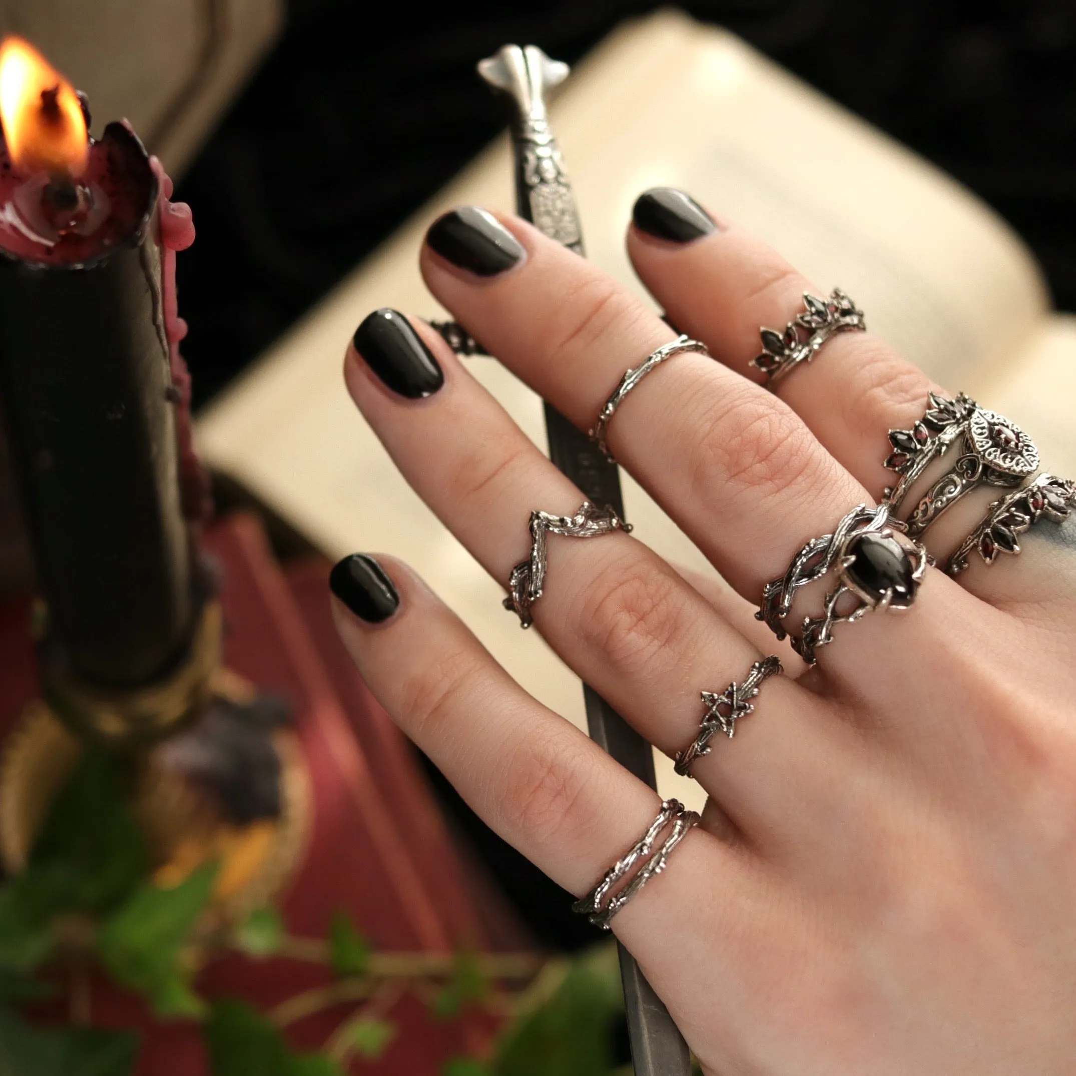 Running With The Wolves Black Branch Thorn Ring