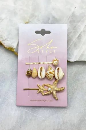 Seashell and Twin Starfish Bobby Pin 3PCS Set