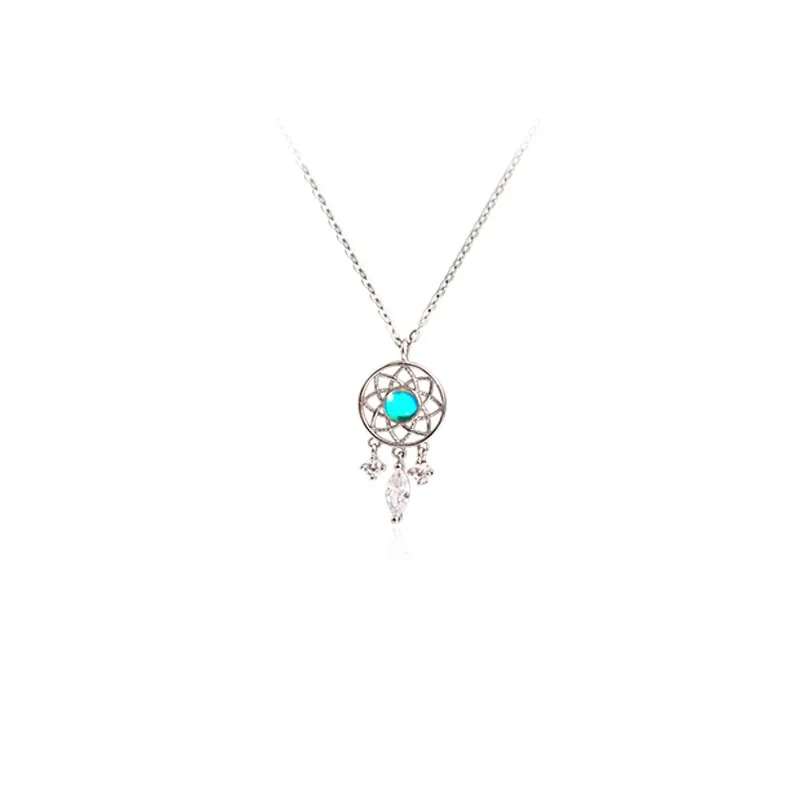 Silver Color Hot Sale Micro Dream Catcher Zircon Necklace