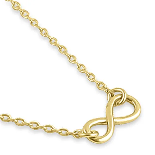 Solid 14K Yellow Gold Trendy Infinity Necklace