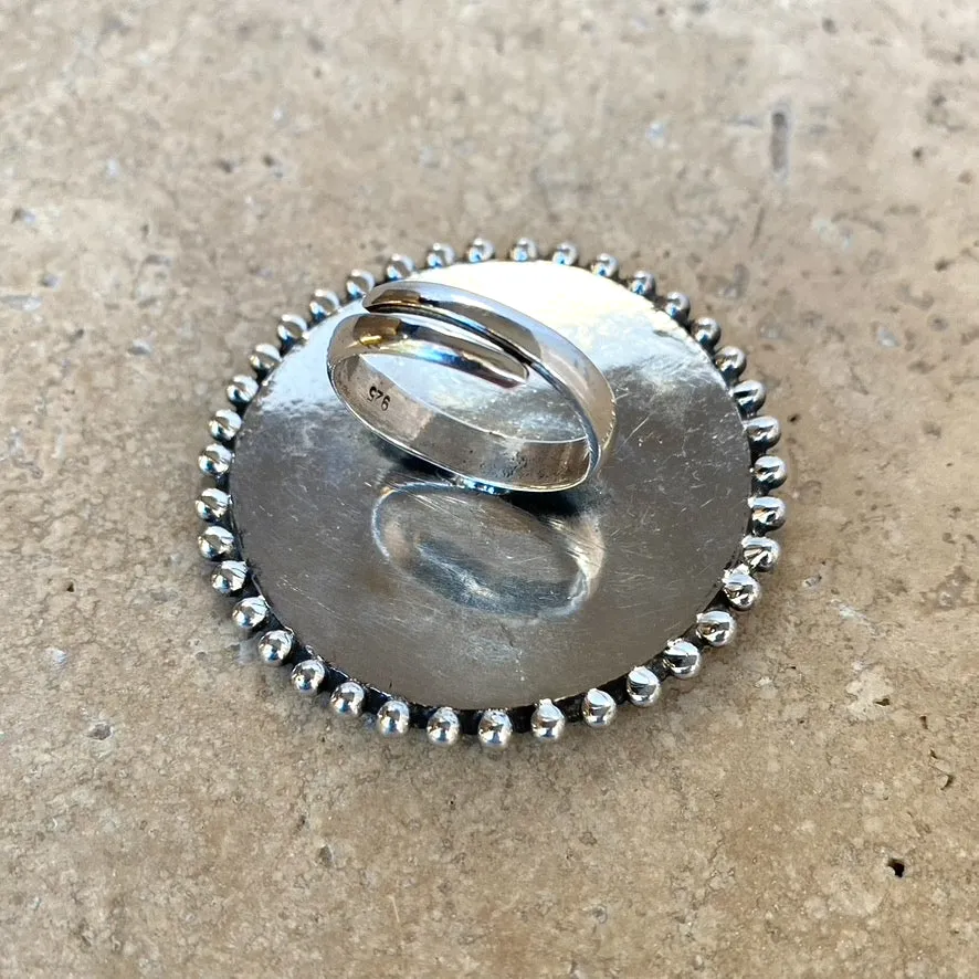 Sterling Silver Afghani Flower Disc Ring