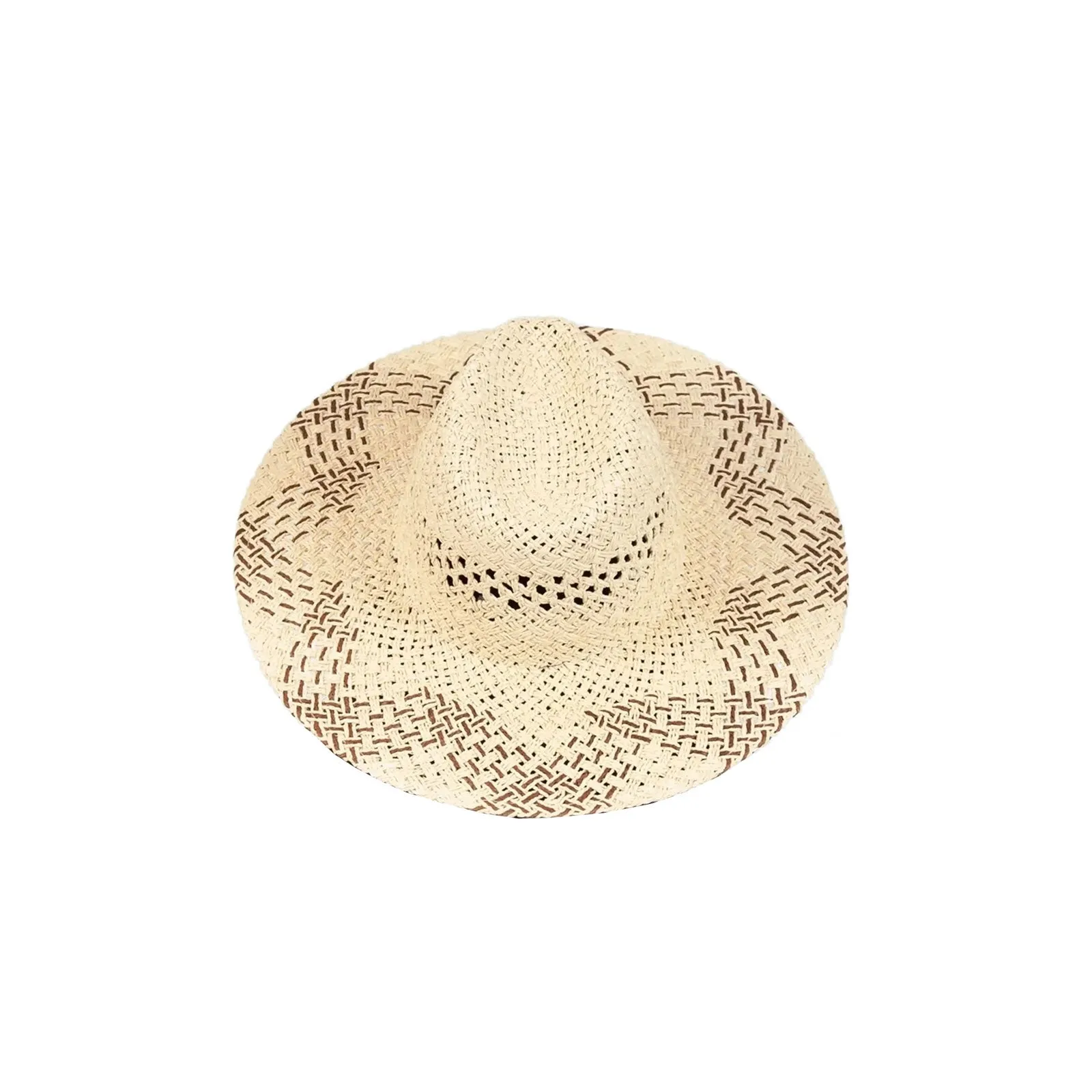 Straw Sun Hat Ivory   Brown