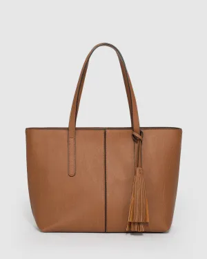 Tan Yesenia Tassel Tote Bag