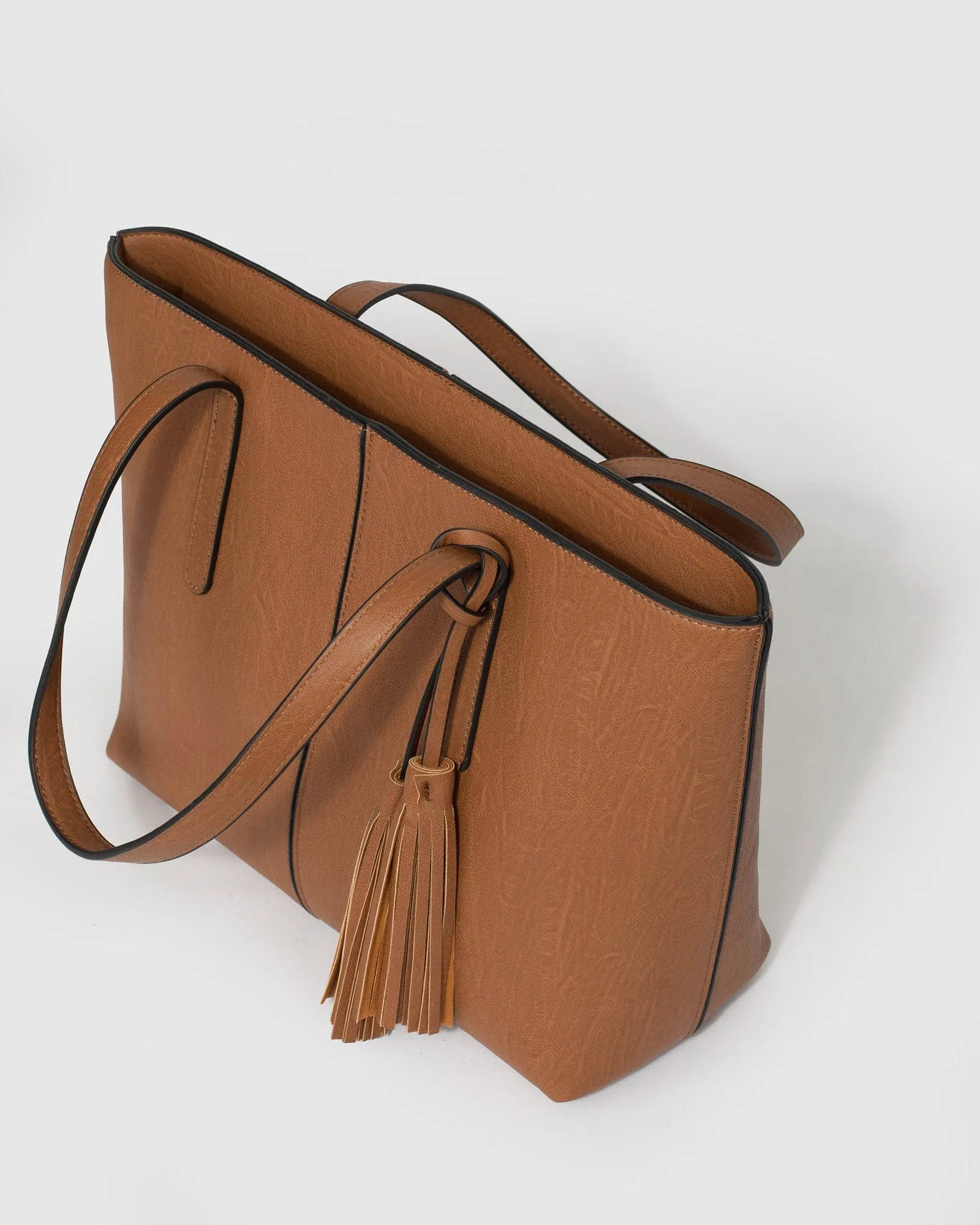 Tan Yesenia Tassel Tote Bag