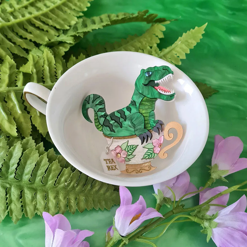 Tea Rex Dinosaur Teacup Necklace by Cherryloco Jewellery