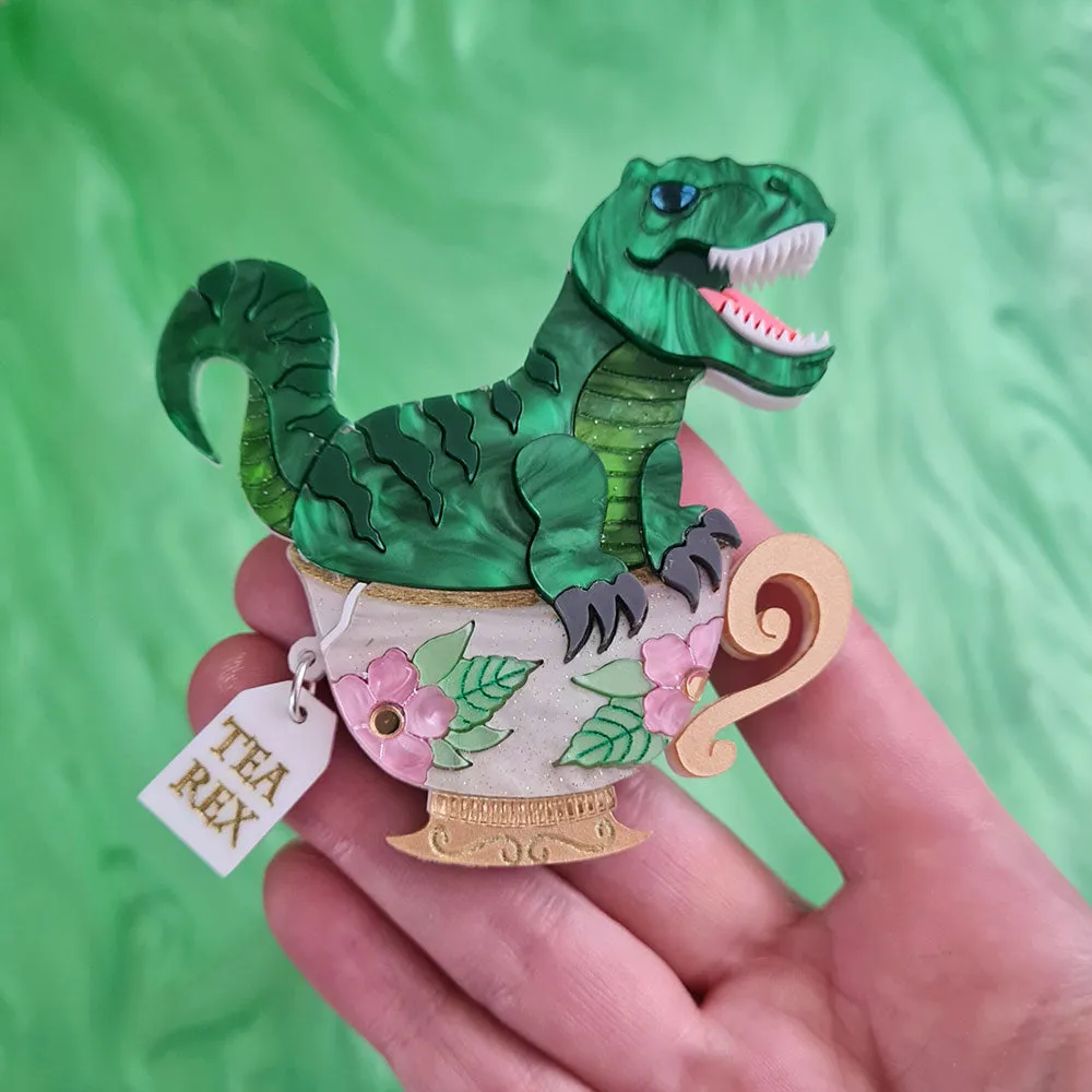 Tea Rex Dinosaur Teacup Necklace by Cherryloco Jewellery