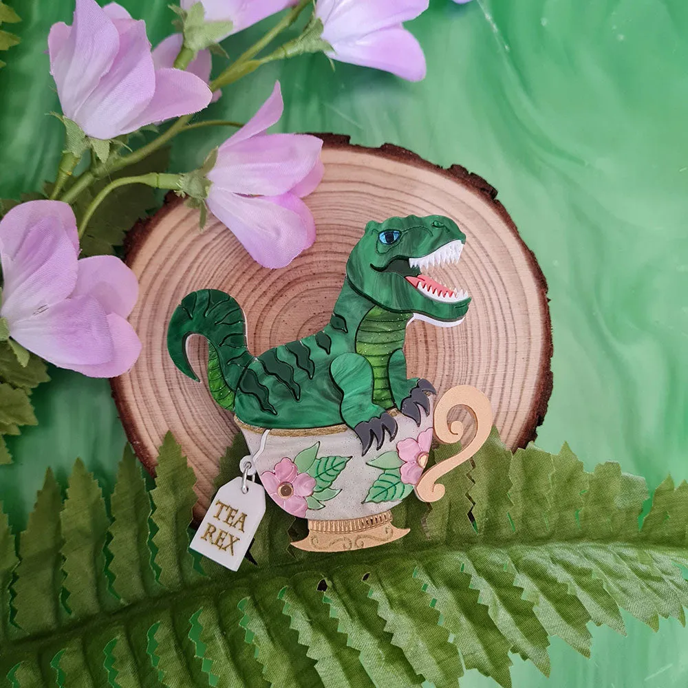 Tea Rex Dinosaur Teacup Necklace by Cherryloco Jewellery