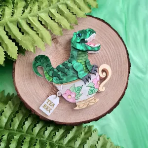 Tea Rex Dinosaur Teacup Necklace by Cherryloco Jewellery