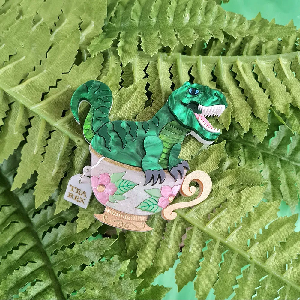 Tea Rex Dinosaur Teacup Necklace by Cherryloco Jewellery