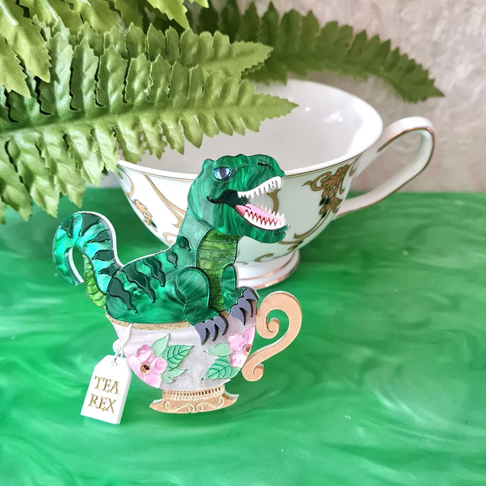 Tea Rex Dinosaur Teacup Necklace by Cherryloco Jewellery