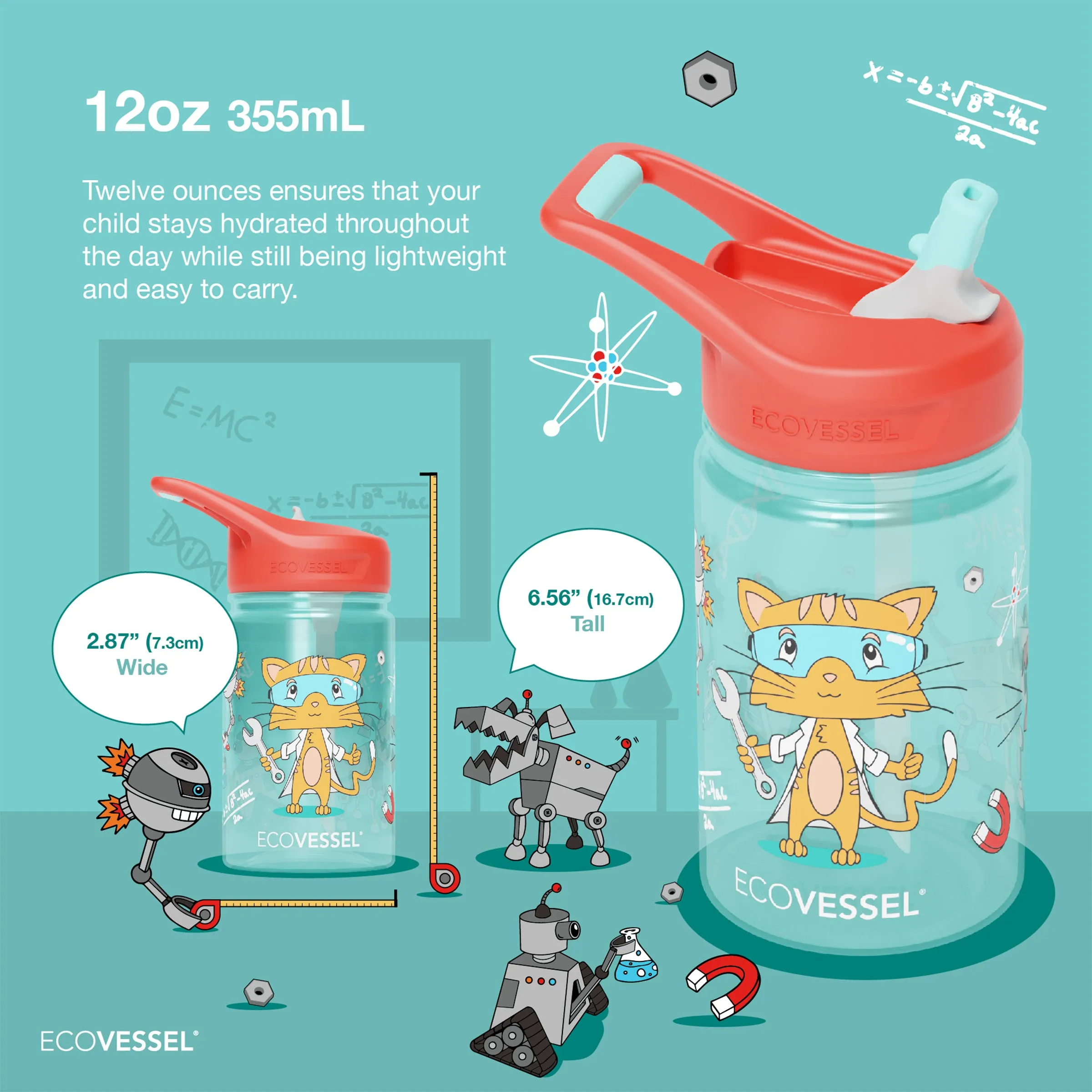 The Splash - 12 oz Kids Bottle with Straw Top