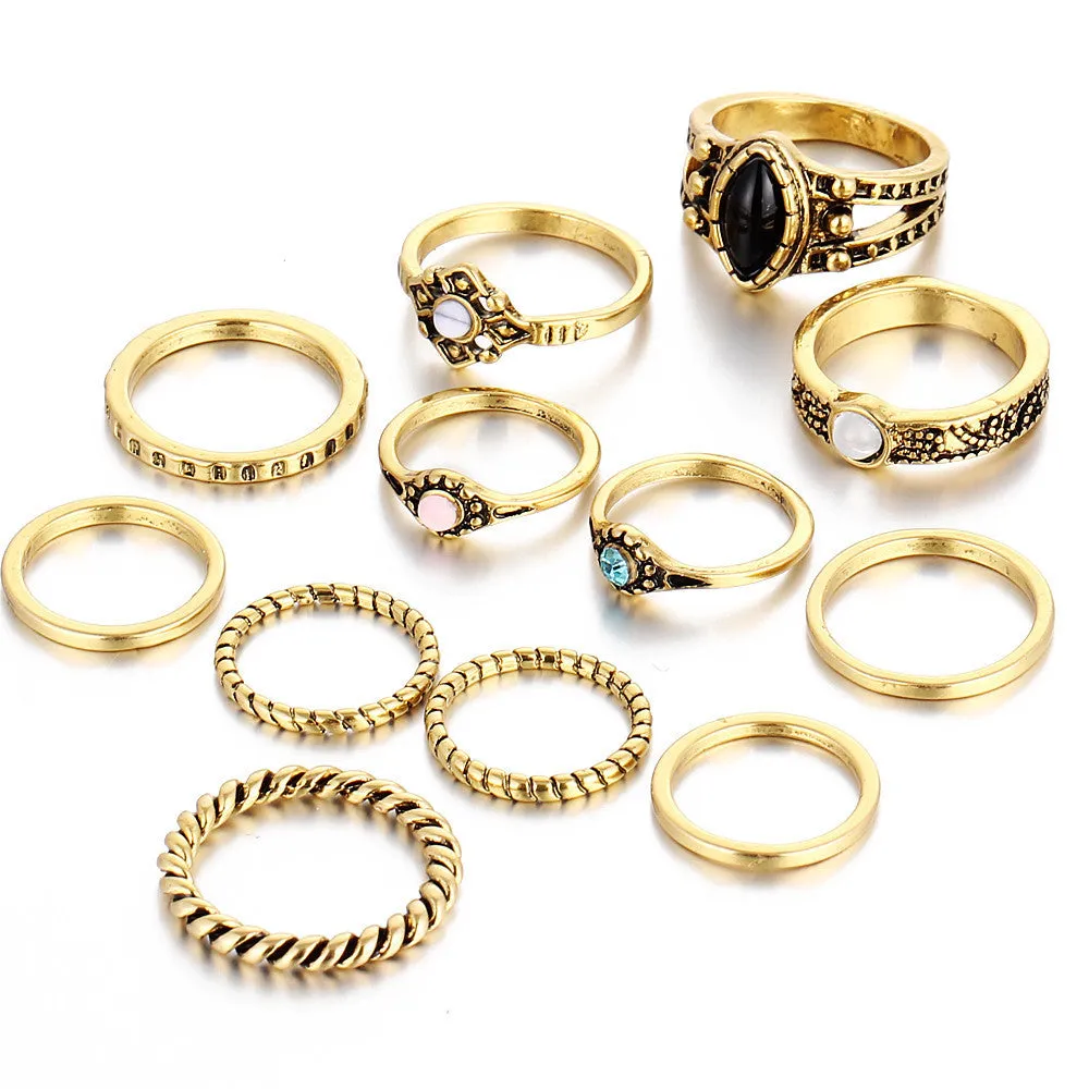 Tibetan Boho Ring 12 Piece Ring set