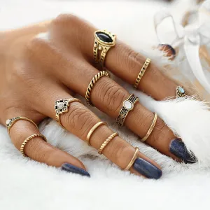 Tibetan Boho Ring 12 Piece Ring set