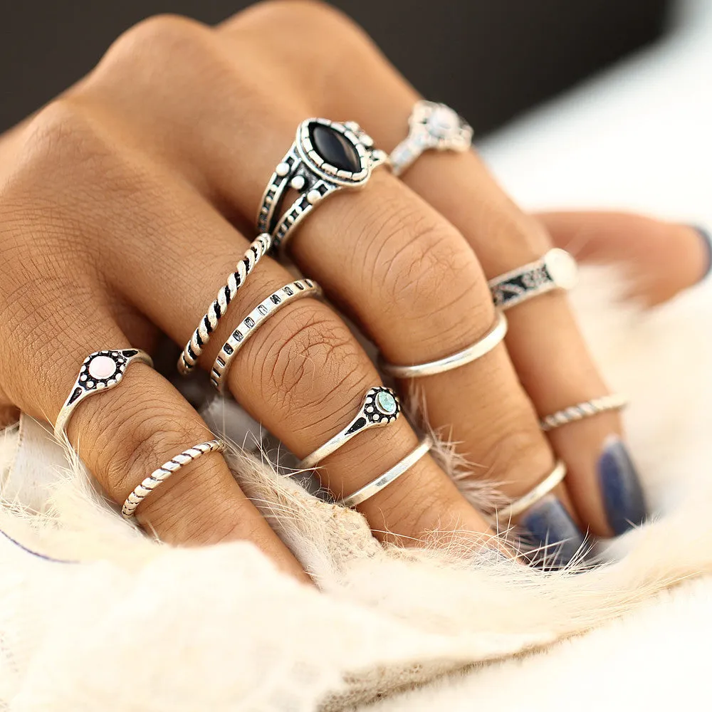 Tibetan Boho Ring 12 Piece Ring set