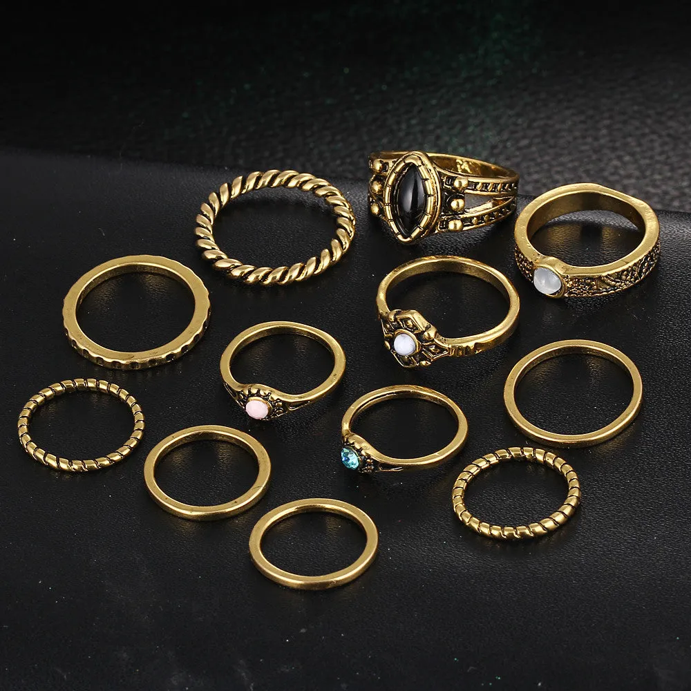 Tibetan Boho Ring 12 Piece Ring set