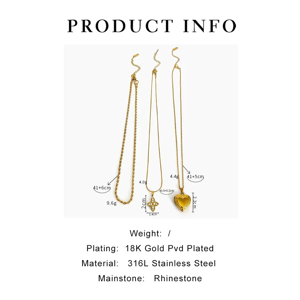 Trendy Solid Gold Color Rhinestone Cross Heart Pendant Necklace