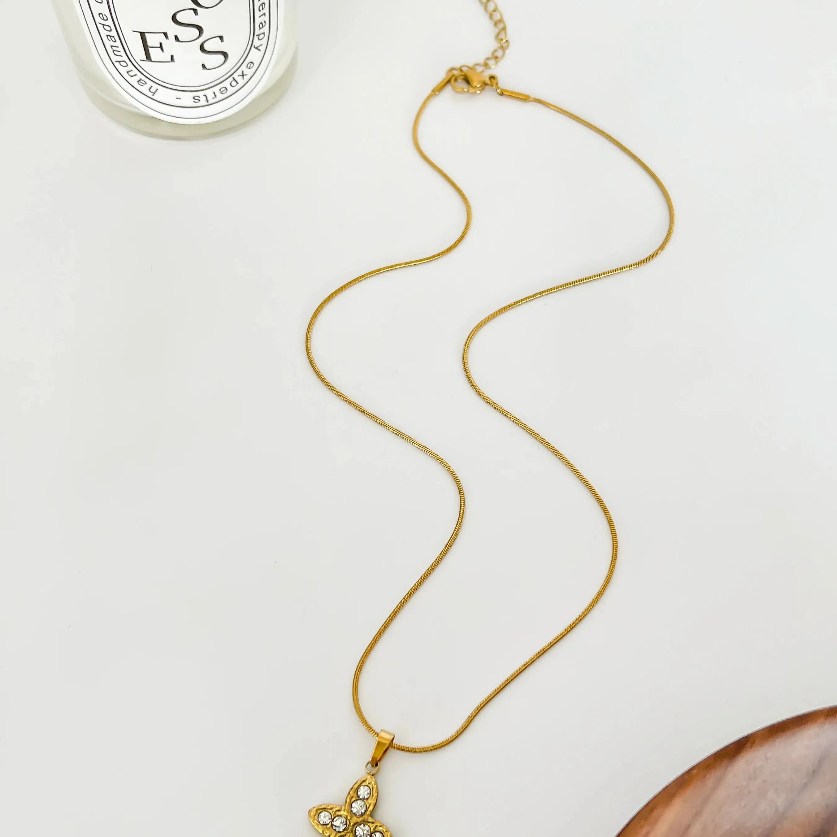Trendy Solid Gold Color Rhinestone Cross Heart Pendant Necklace