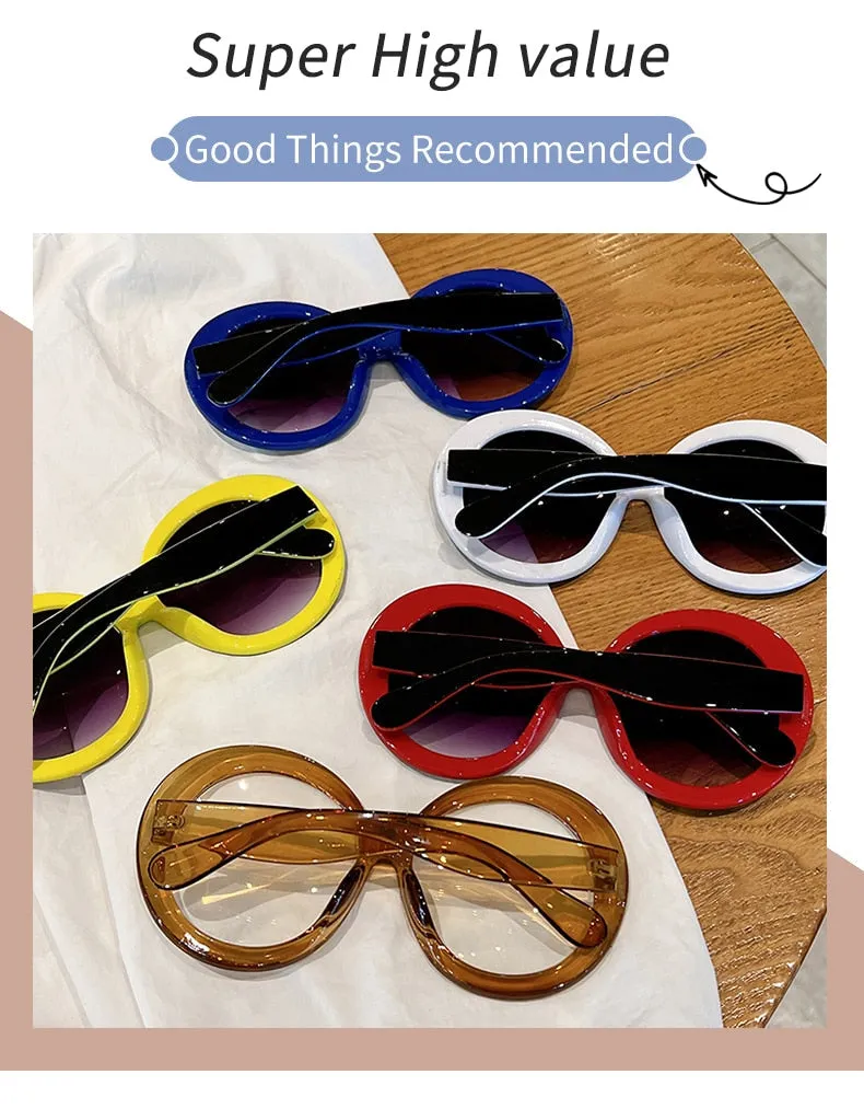 Unisex Trendy Vintage Oversized Gradient Goggle Round Sunglasses
