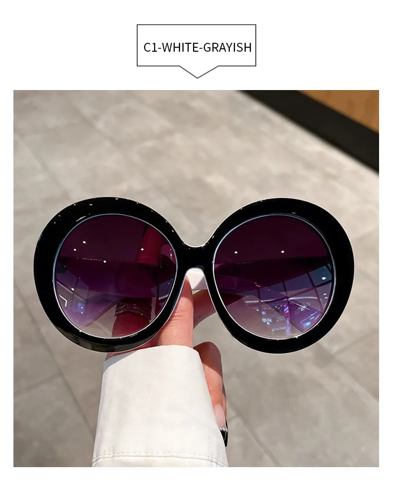 Unisex Trendy Vintage Oversized Gradient Goggle Round Sunglasses