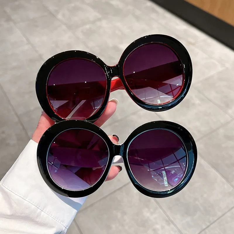 Unisex Trendy Vintage Oversized Gradient Goggle Round Sunglasses