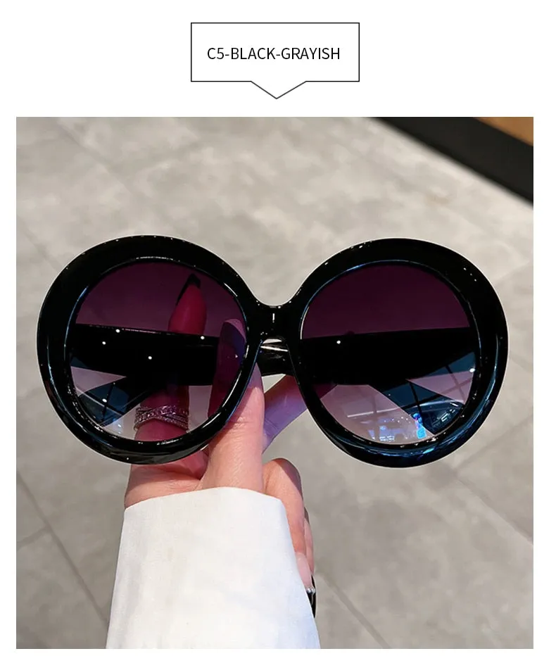 Unisex Trendy Vintage Oversized Gradient Goggle Round Sunglasses