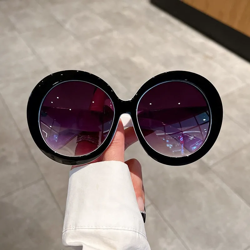 Unisex Trendy Vintage Oversized Gradient Goggle Round Sunglasses