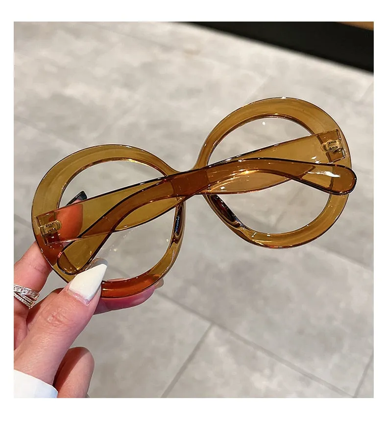 Unisex Trendy Vintage Oversized Gradient Goggle Round Sunglasses