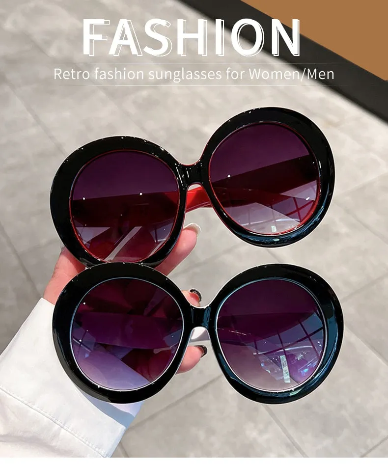 Unisex Trendy Vintage Oversized Gradient Goggle Round Sunglasses