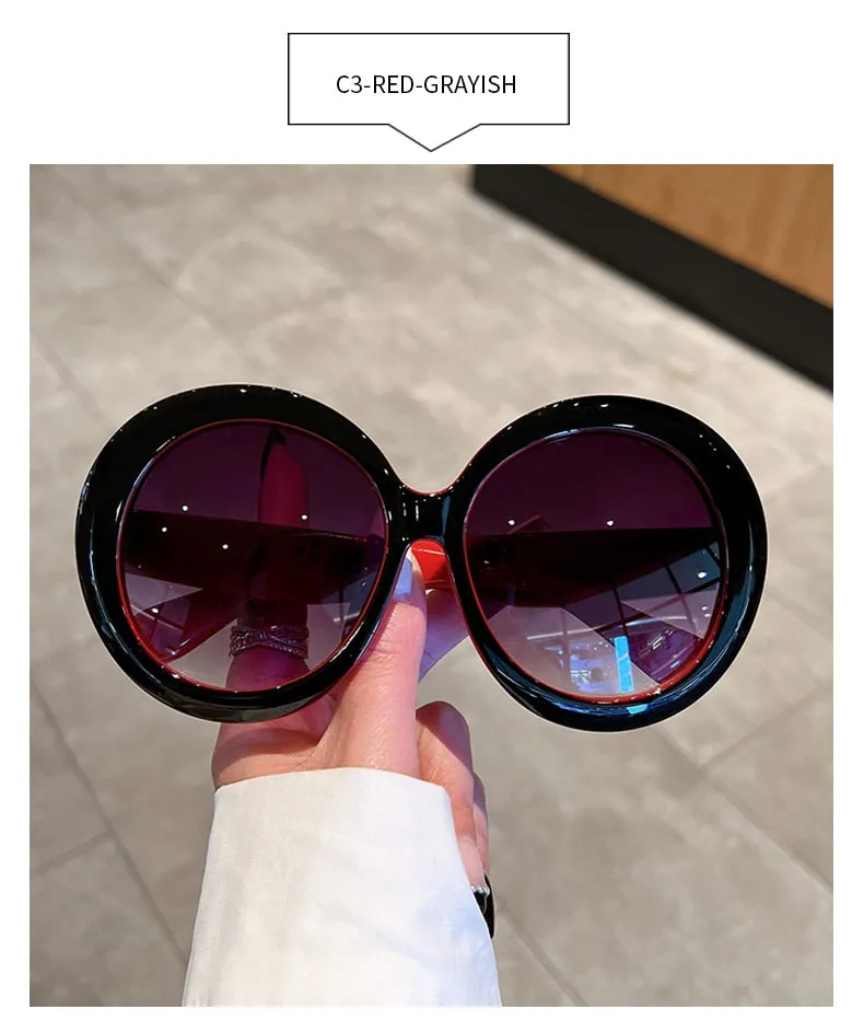 Unisex Trendy Vintage Oversized Gradient Goggle Round Sunglasses