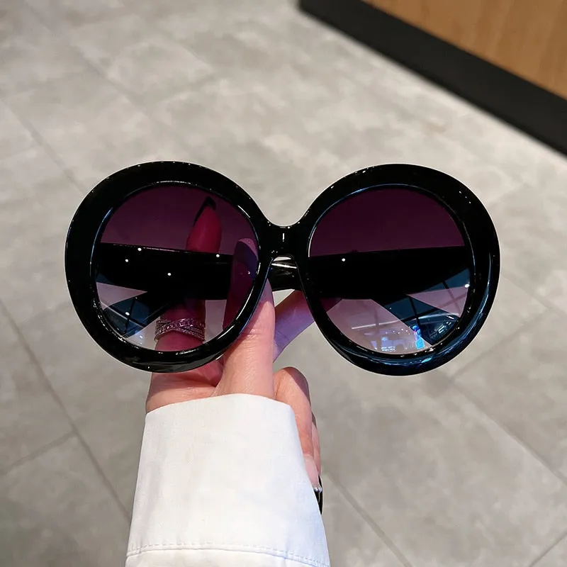 Unisex Trendy Vintage Oversized Gradient Goggle Round Sunglasses