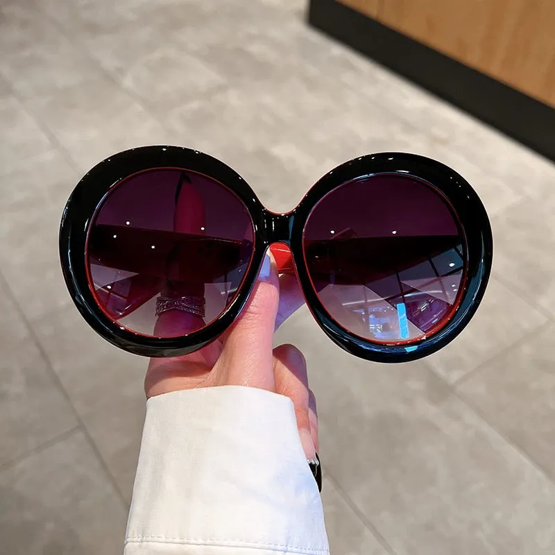 Unisex Trendy Vintage Oversized Gradient Goggle Round Sunglasses
