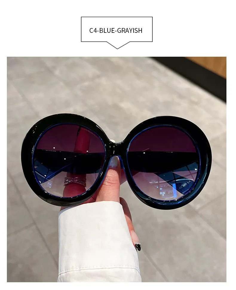 Unisex Trendy Vintage Oversized Gradient Goggle Round Sunglasses